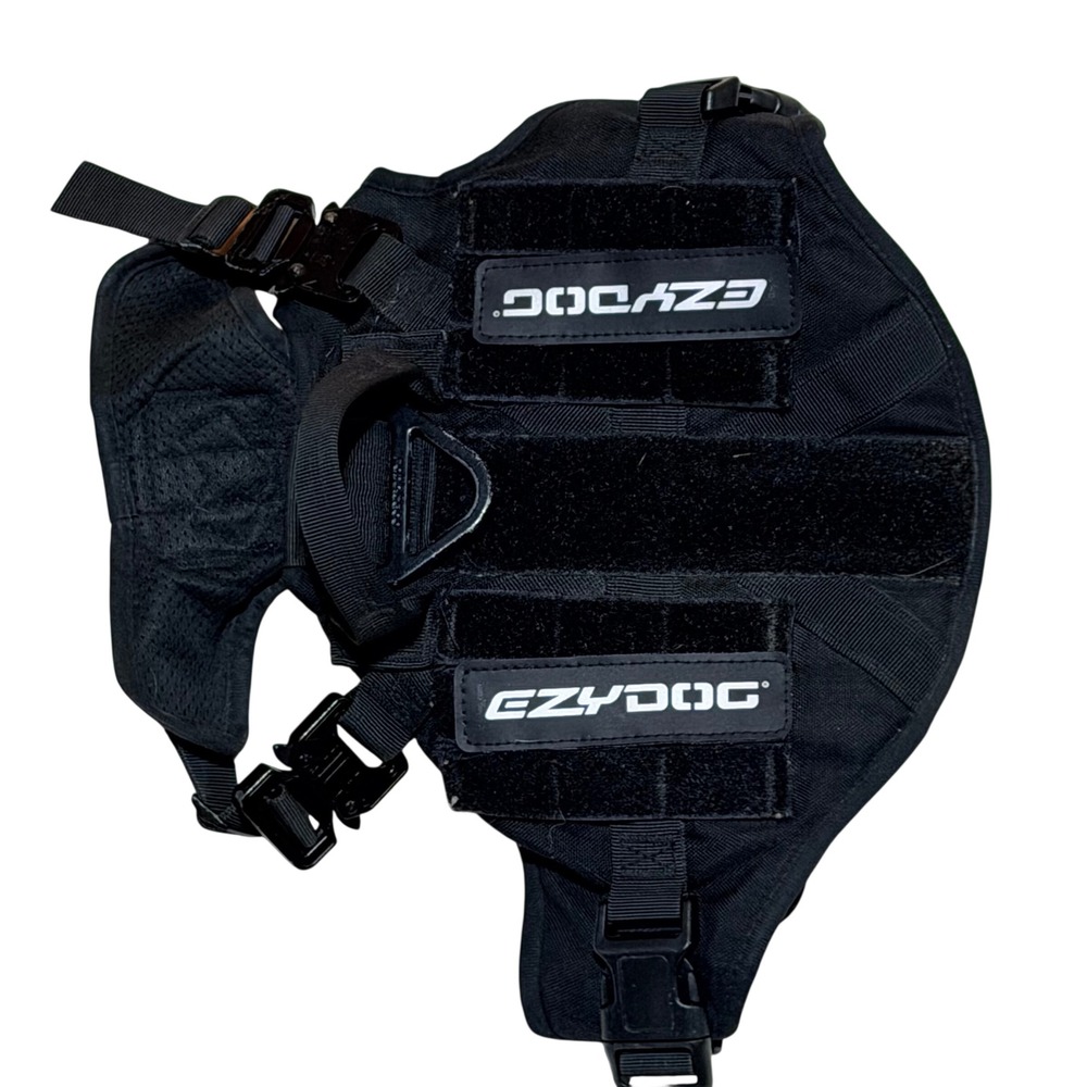 EzyDog Convert Dog Harness Black Tactical Heavy Duty Padded Mesh Adjustable L